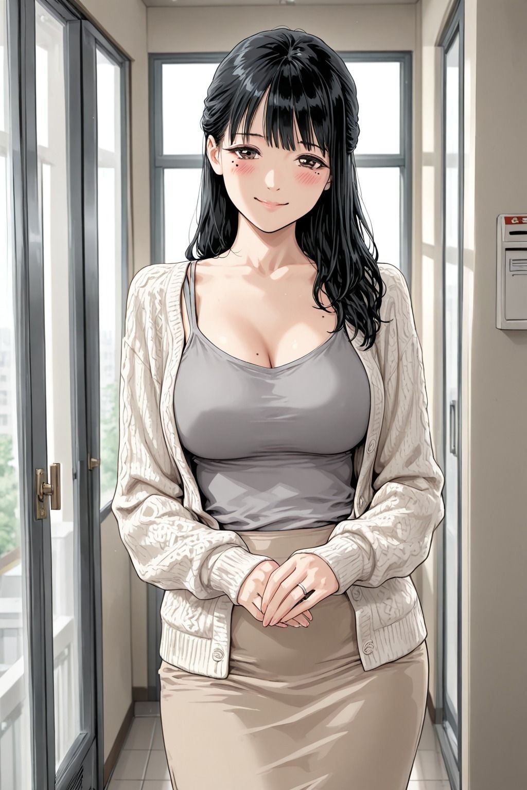 【AI生成】雨の夜から翌朝まで 〜人妻と隣人の記録〜 CG集 画像1