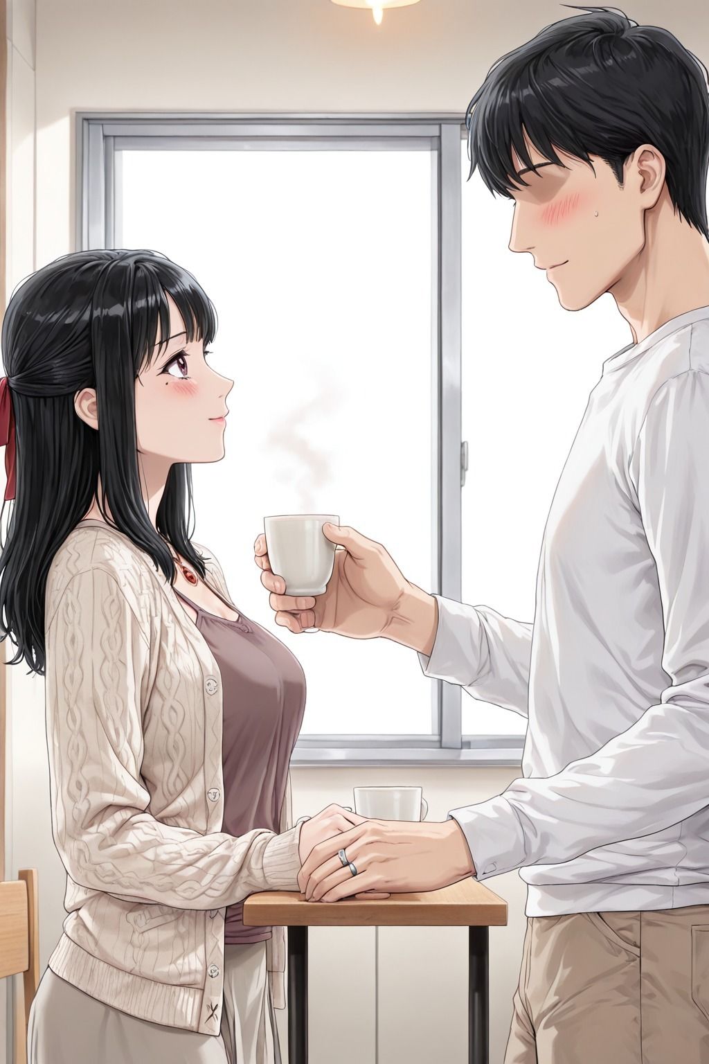 【AI生成】雨の夜から翌朝まで 〜人妻と隣人の記録〜 CG集 画像7
