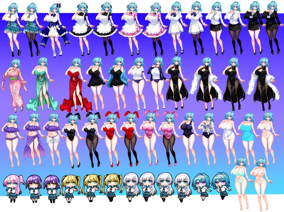 立ち絵素材 制服の女の子 HCGセット5 画像2