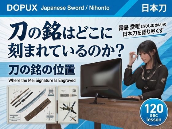 パンチラガチャ★霧島 愛唯（きりしま めい）『日本刀を語り尽くす』第1章-まず「日本刀とは何か」を知る（037-刀の銘はどこに刻まれているのか？） の表紙