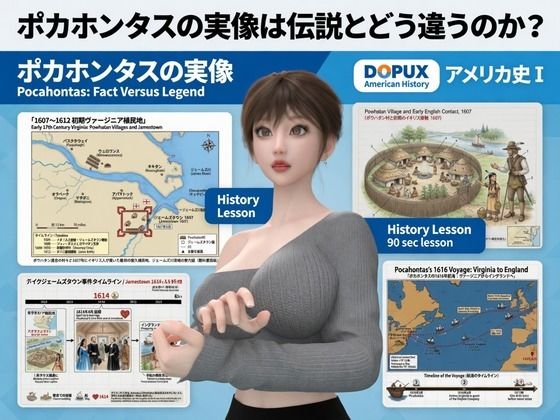 パンチラガチャ★西陣郁奈(にしじんかな)強豪予備校『DOPUX(ドピュックス)』で大学受験生向け講座(世界史)を教える名物講師!(Vol.028:ポカホンタスの実像は伝説とどう違うのか?) 画像1