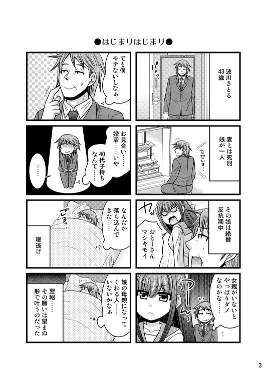 おじさんが女の子になる4コマ1＋1.5 画像1