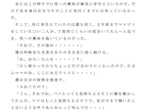 ママゴトの発展例 両親のセックスを目撃して、 ママゴトのように真似をする幼馴染の少年と少女画像no.2