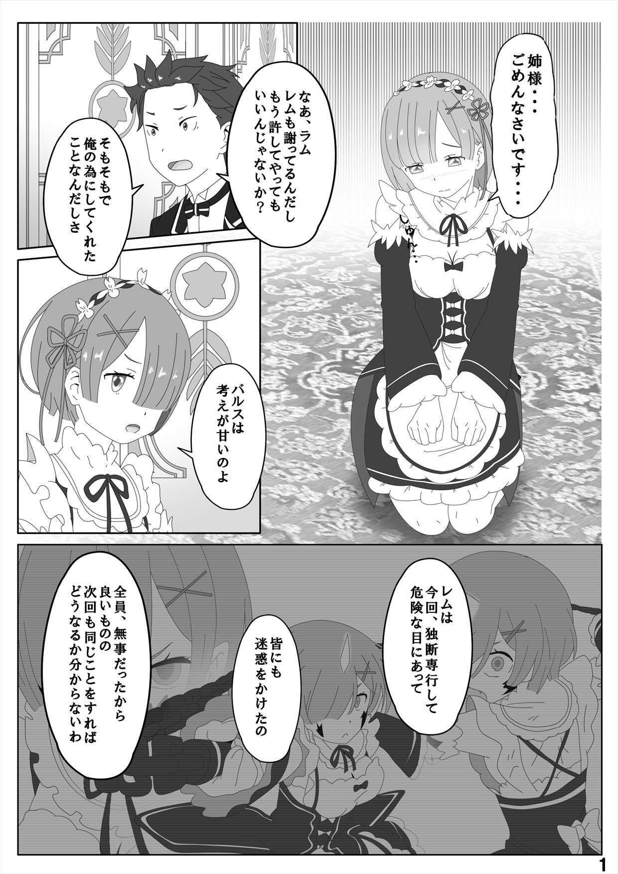 鬼っ娘メイドにスパンキングのおしおきを Re:ゼロから始める異世界生活 エロ漫画2