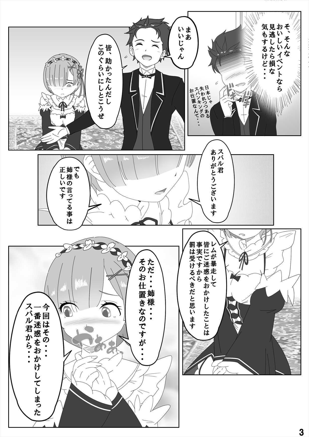 鬼っ娘メイドにスパンキングのおしおきを Re:ゼロから始める異世界生活 エロ漫画4