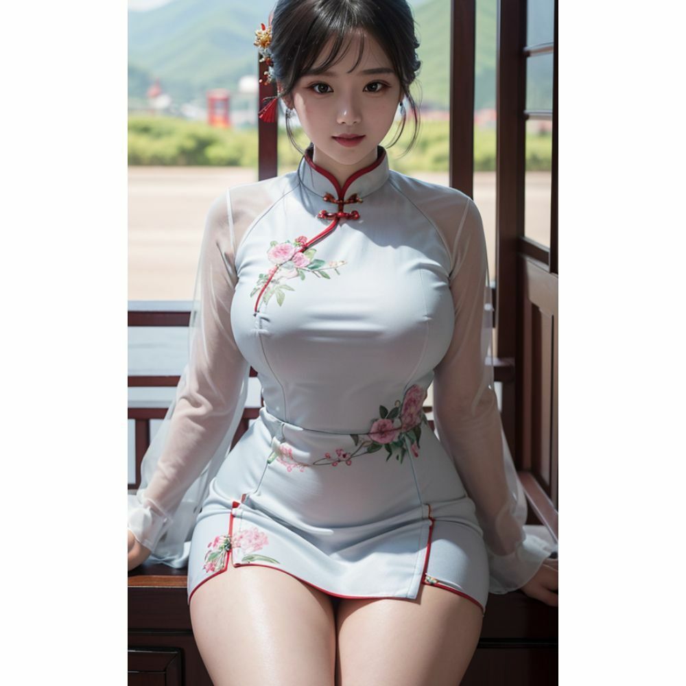 チャイナドレスを着た巨乳美女_8