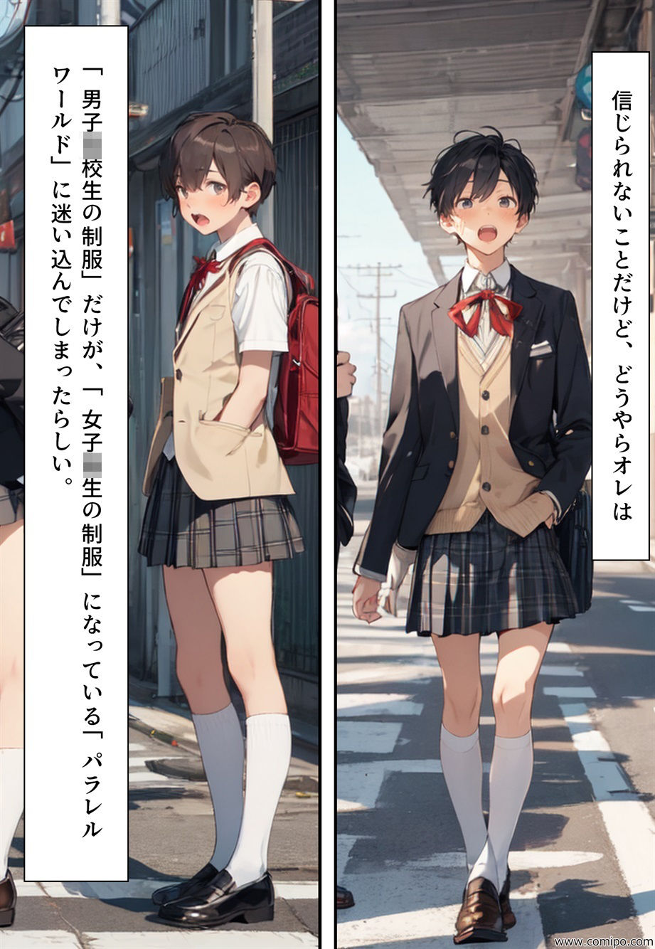 もしもの精 男子の制服が女子の制服に置き換わった女装世界 画像4