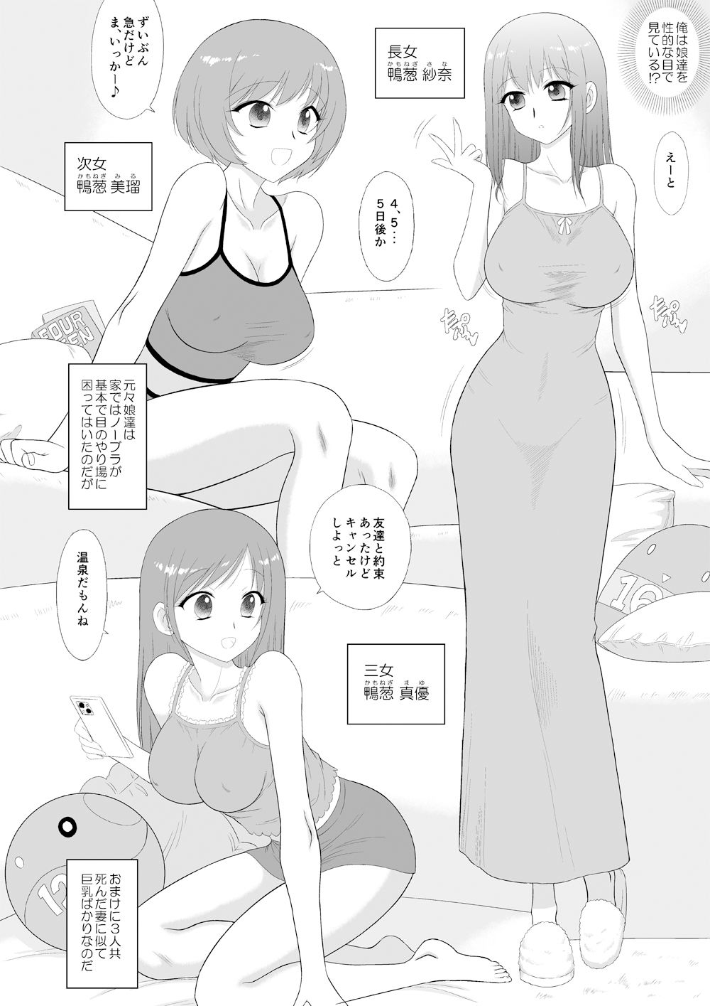 美人三姉妹と父親と叔父が混浴温泉に行きました。 画像1