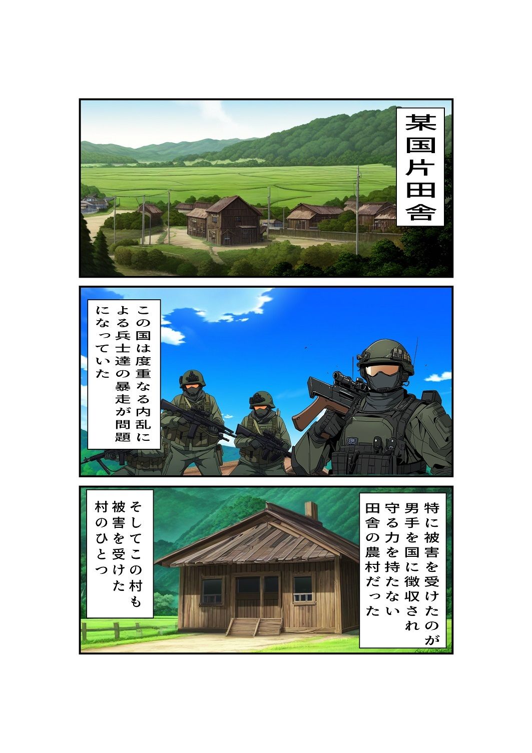 内乱の絶え間ない某国では国外から集めた傭兵の暴走が問題となっていた【絶望オムニバスVOL1悲劇の農村】1