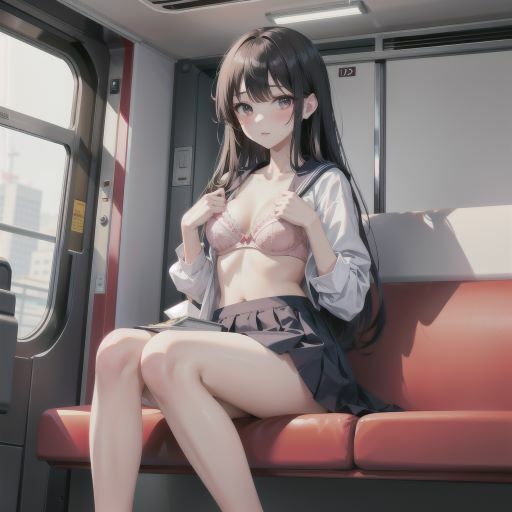 電車で制服美少女にブラちらお願い。美しい肢体にフル勃起 画像2