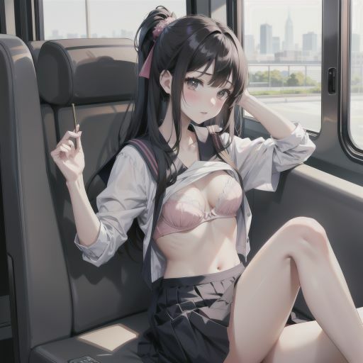 電車で制服美少女にブラちらお願い。美しい肢体にフル勃起_7