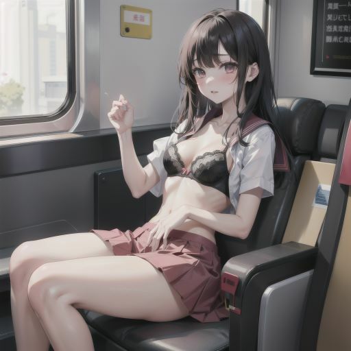 電車で制服美少女にブラちらお願い。美しい肢体にフル勃起_8