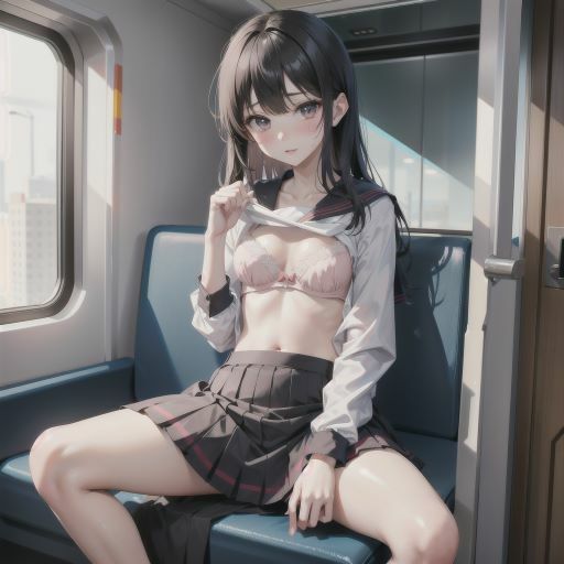 電車で制服美少女にブラちらお願い。美しい肢体にフル勃起_10