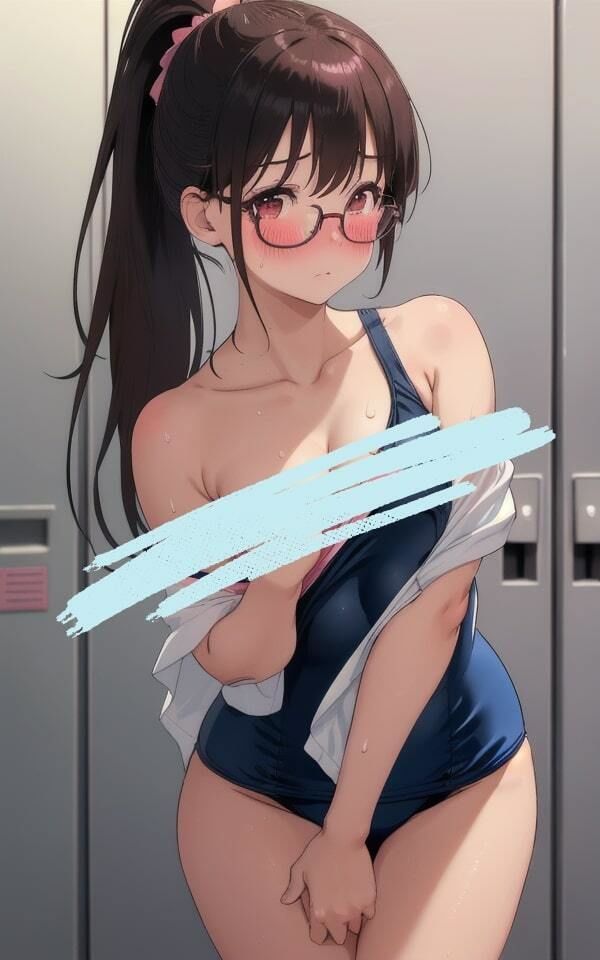 控えめなメガネっ子 スクール水着で恥じらい 画像2