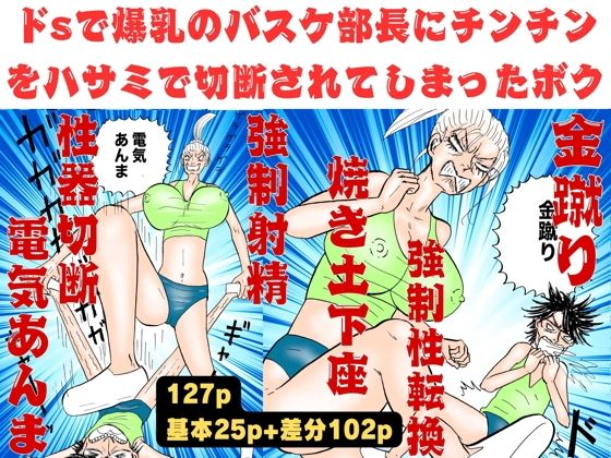 さらには鉄板焼き土下座で謝罪させらされる一年生には容赦ない金蹴り【爆乳のバスケ部長にチンチンをハサミで切断されてしまったボク！【金蹴り・電気あんま・焼き土下座・強●射精・性器切断・強●性転換】】