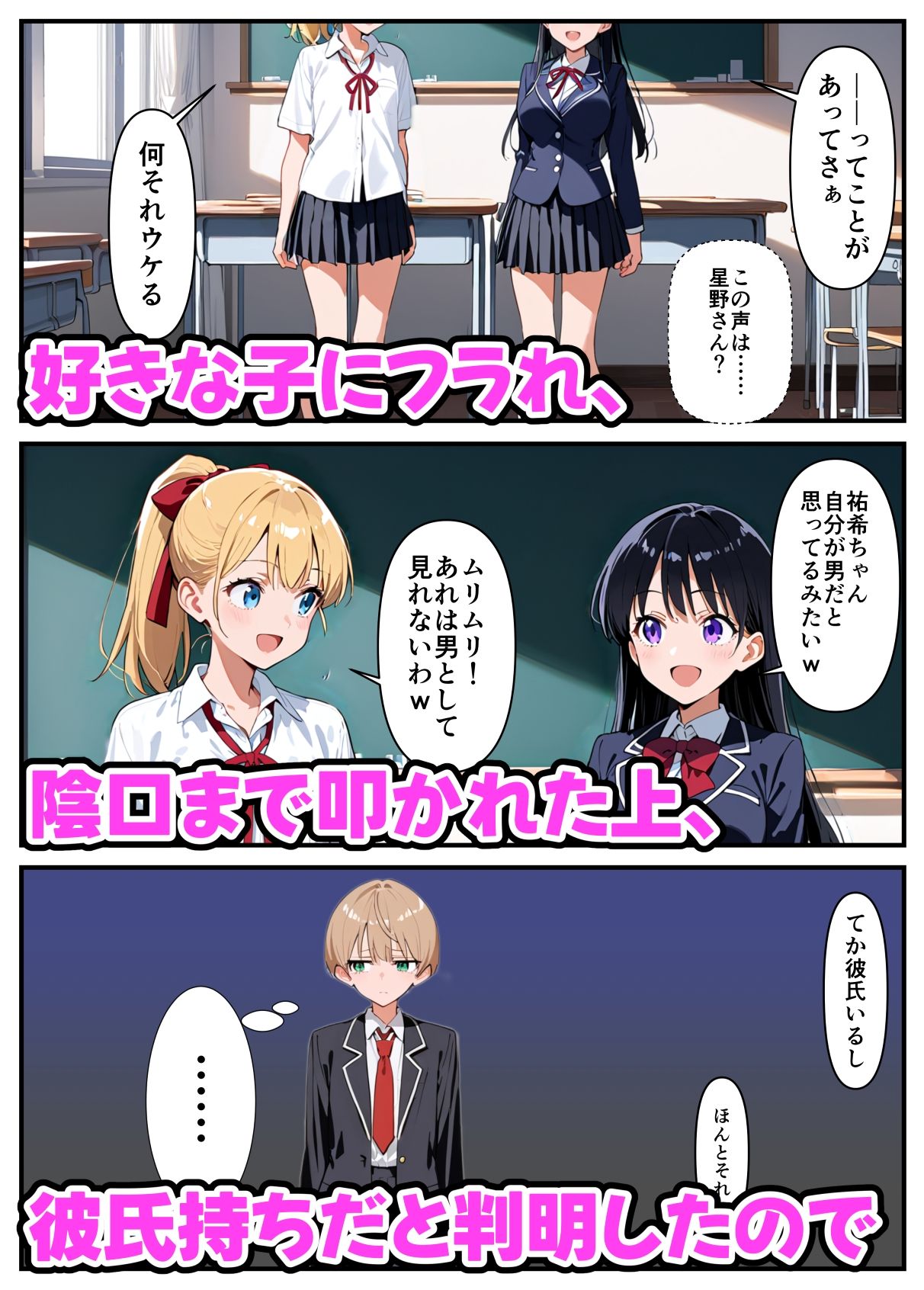 サンプル画像1:好きな子に女の子みたいとフラれたので、その子の彼氏をNTRます。(乙娘屋（おとこや）) [d_531345]