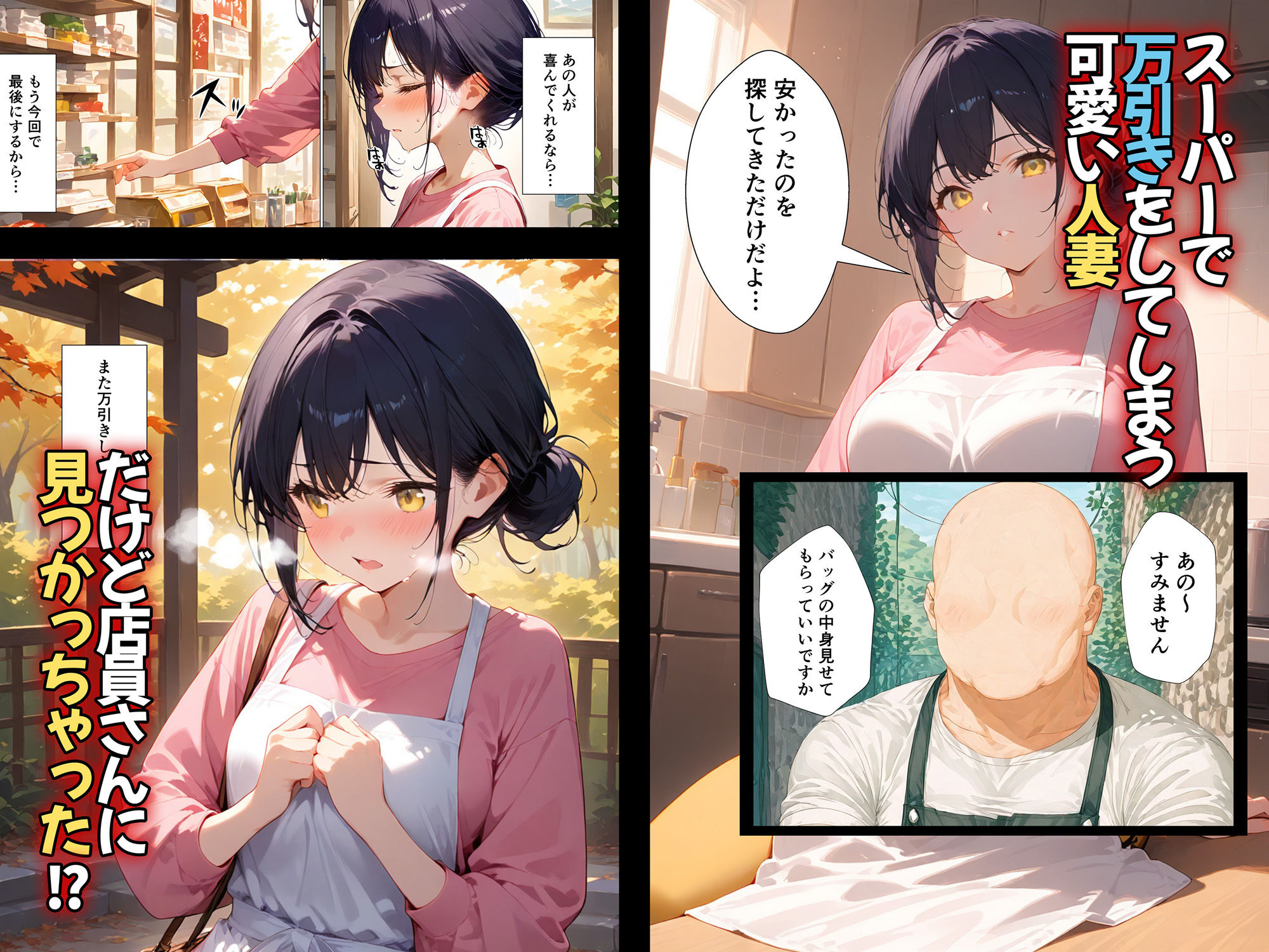 サンプル画像1:万引き人妻が店員にNTRされる話(アバラ屋) [d_533275]