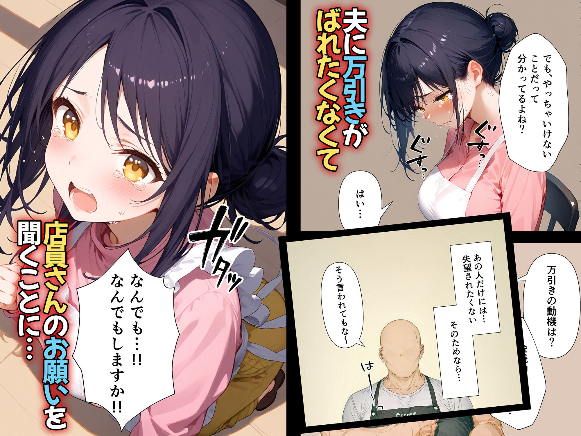 【エロ漫画】万引き人妻が店員にNTRされる話2