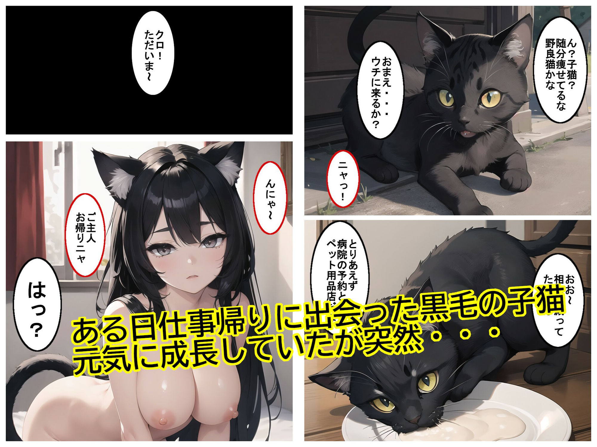 サンプル画像2:ある日出会った黒猫は黒髪巨乳猫耳の美少女だった(アトリエアイナーガ) [d_534905]