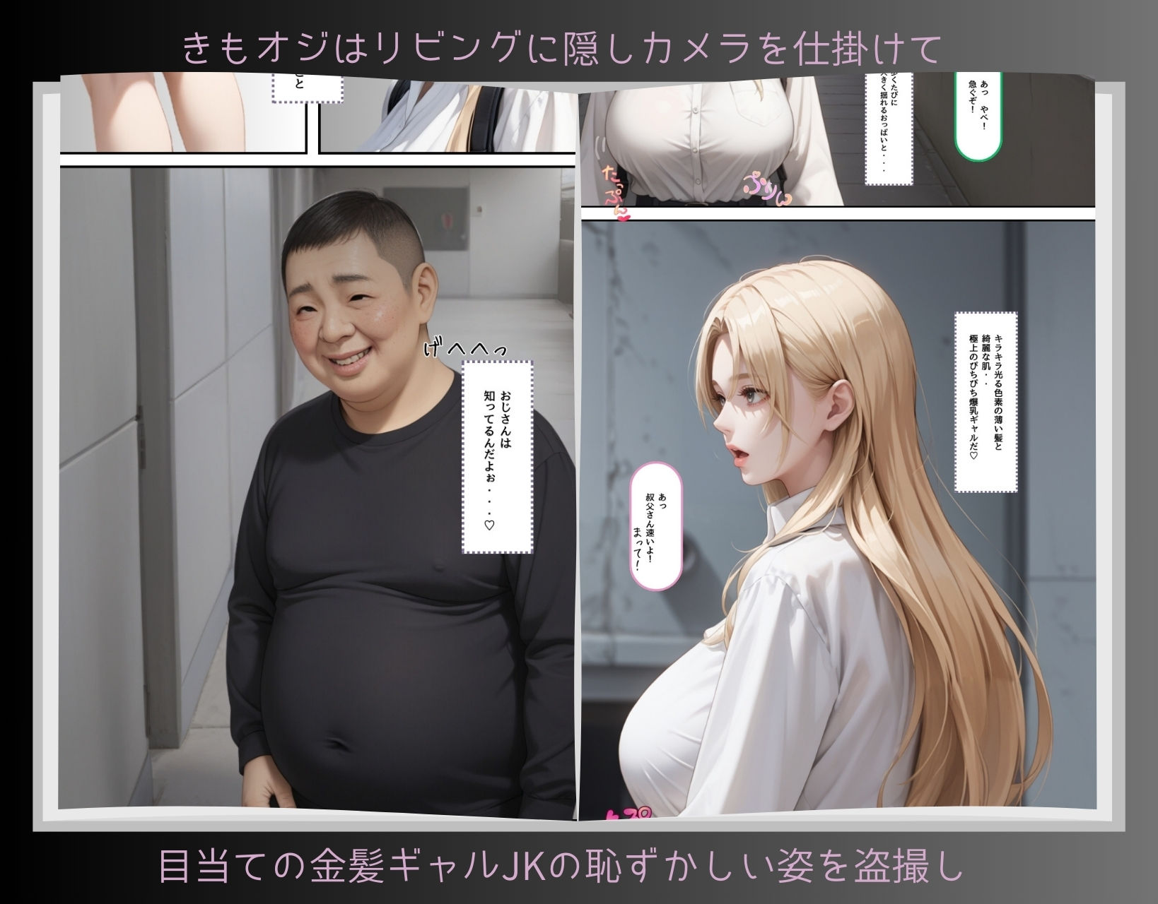 サンプル画像1:えっちな金髪ギャルが弱みを握られて好きな人がいるのに隣の部屋で大嫌いなきもオジにガン突き種付けされちゃう話(くりきんとん) [d_536676]