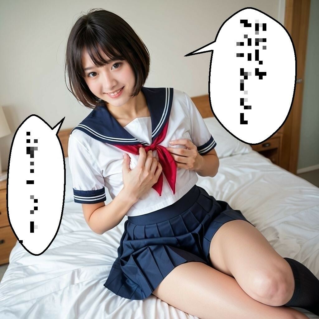 サンプル画像5:電車で痴女JKに出会った日【セリフ付きコミック画像集】(AI美エロ) [d_536840]