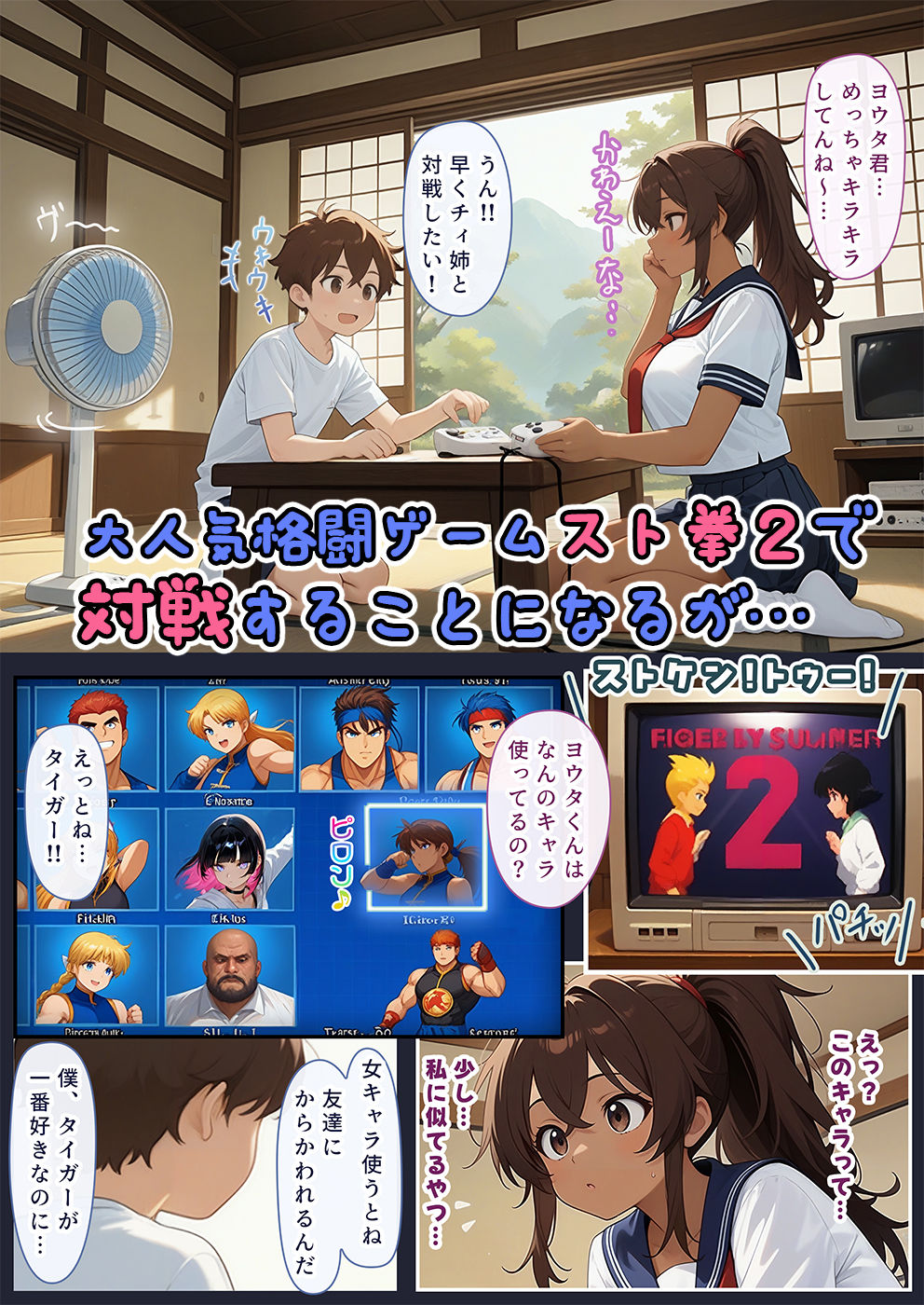 サンプル画像4:ゲーミングお姉ちゃん【褐色巨乳ギャル姉と格ゲー勝負で精通ボーイ！コマンドミスでティウンティウン！】(にゃぷそでぃ) [d_537394]