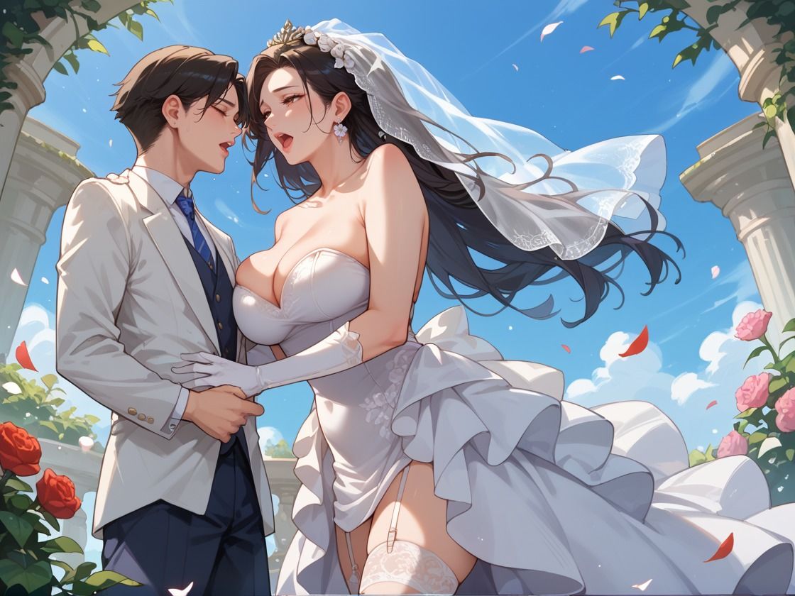 サンプル画像1:ウェディングドレス姿の乱交新妻(CP出版) [d_537805]