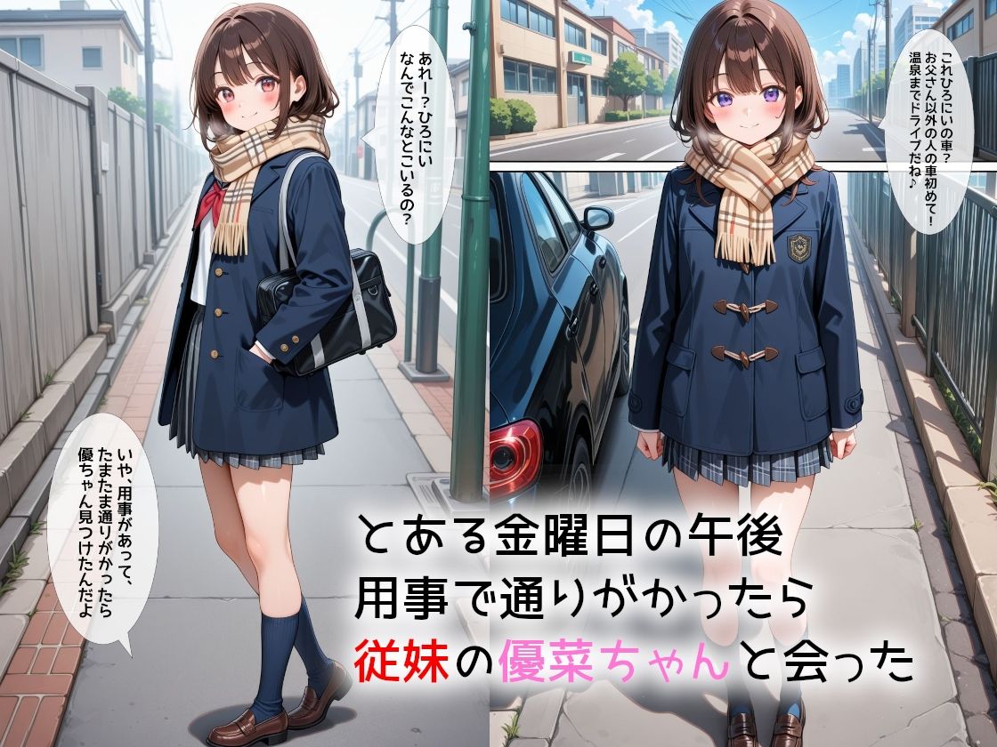 サンプル画像1:従妹の優菜ちゃんと温泉行って手コキ射精してもらった話(間宮こま) [d_540626]