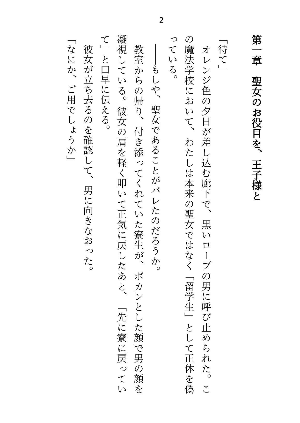 
        王子＆大魔法使い様と義務でセックスしてた召還聖女ですが世界を救ったのち、逃げてしまいました
-1