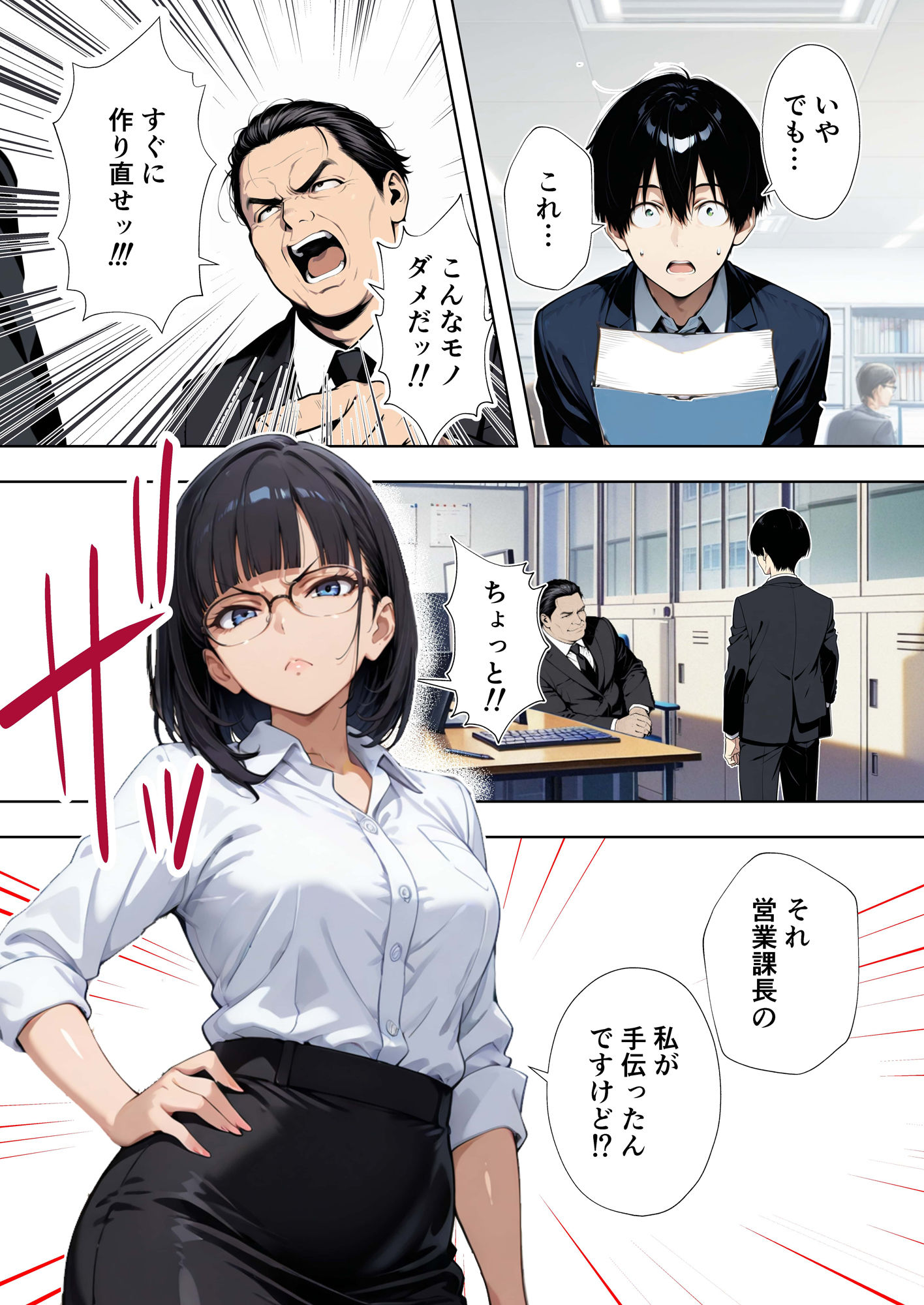 サンプル画像2:キツメだけど実は優しい女上司と、ふたりっきりの筆おろしサービス残業(ぽダム) [d_543653]