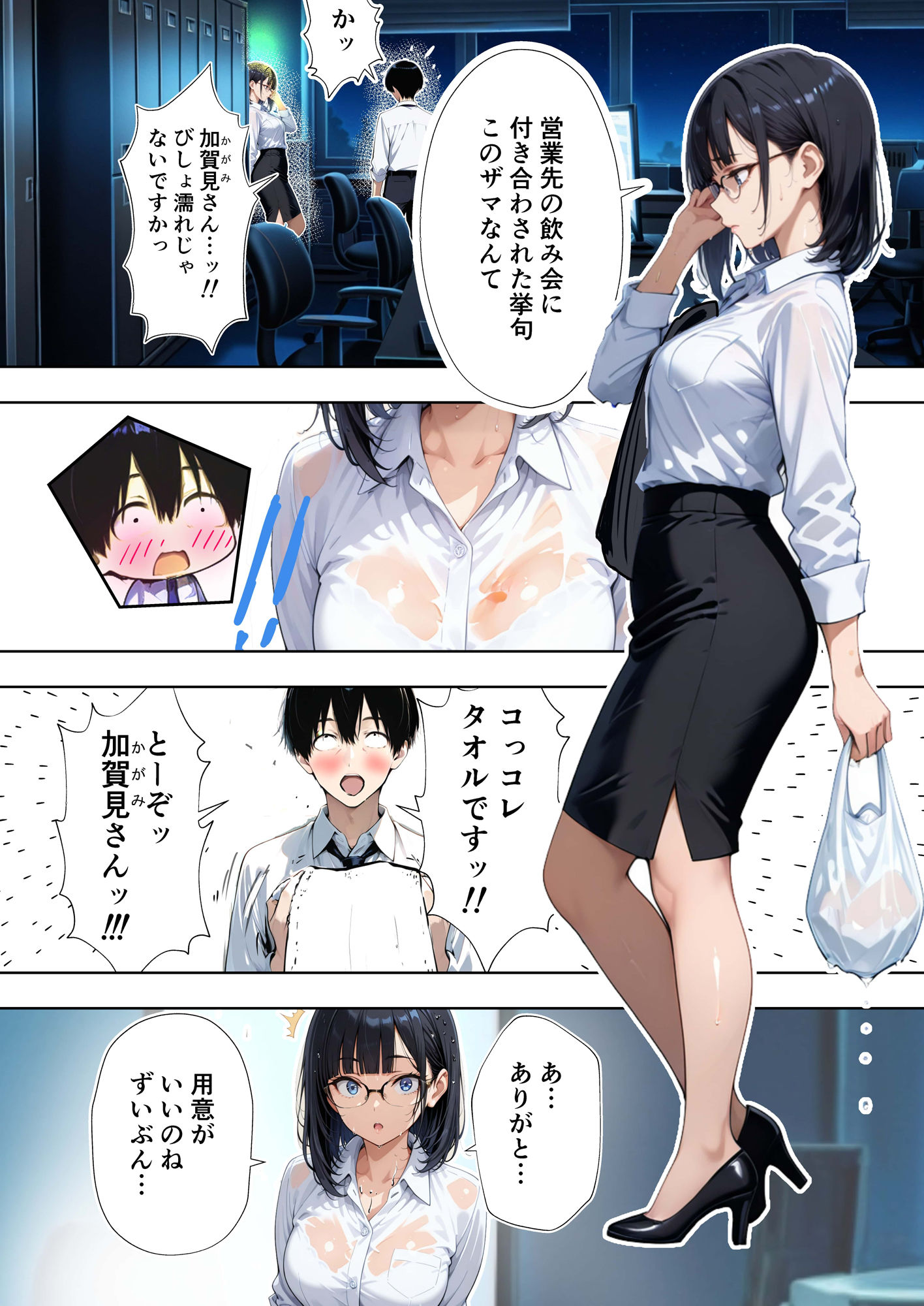 サンプル画像4:キツメだけど実は優しい女上司と、ふたりっきりの筆おろしサービス残業(ぽダム) [d_543653]