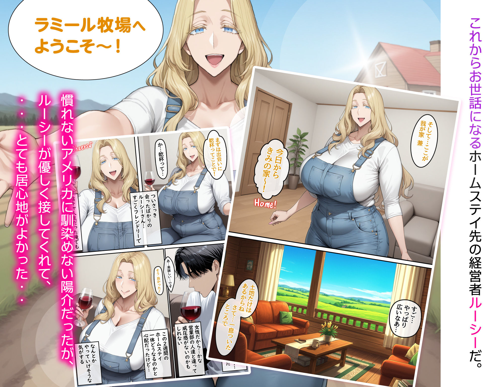 サンプル画像4:ホームステイ先の爆乳ブロンド美女に雌牛コスで誘惑されてイチャラブ種付け生活(ハレノヒ) [d_547142]