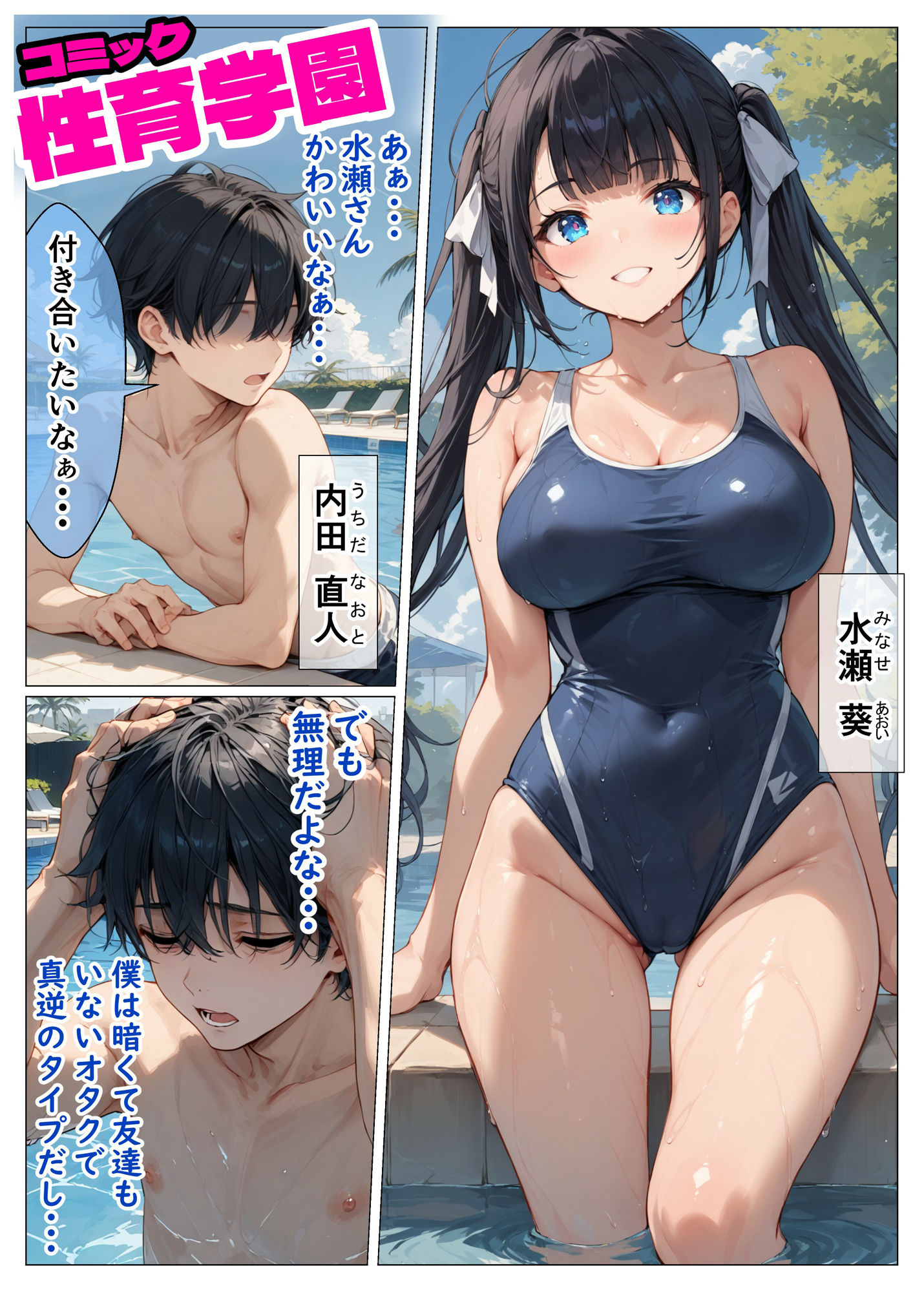 サンプル画像1:コミック性育学園〜スク水女子葵ちゃん編〜オタクにやさしい清楚系ヤリマンビッチ(おふとんパイナップル) [d_549168]