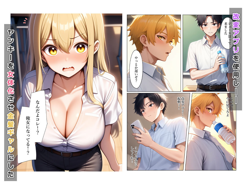 サンプル画像2:改変アプリでヤンキーを女体化し復讐する(ねずみのバンキング) [d_555656]