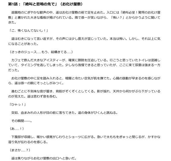 サンプル画像2:「遥、禁断のドキドキ（失禁） -R18版」(美伝プロジェクト) [d_557724]