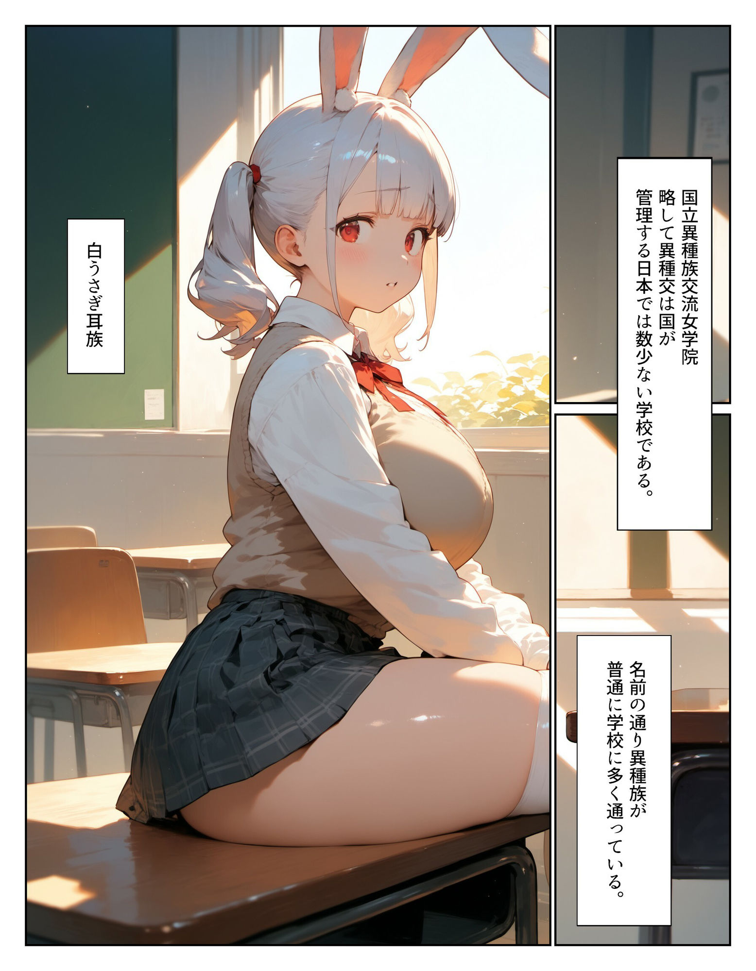 サンプル画像1:異種族交流学院！白うさぎ耳族のばあい(毎日が1128) [d_559845]