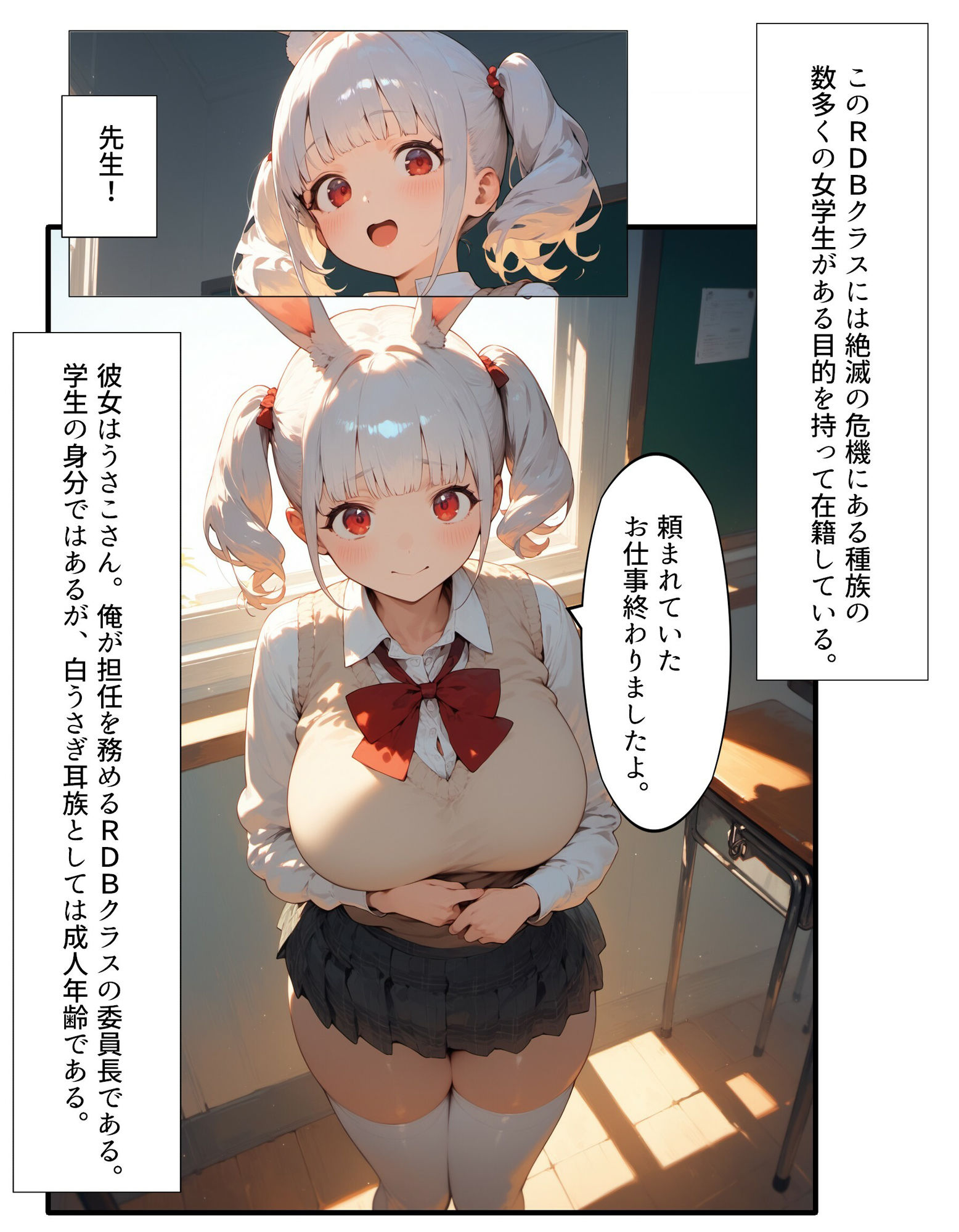 サンプル画像2:異種族交流学院！白うさぎ耳族のばあい(毎日が1128) [d_559845]