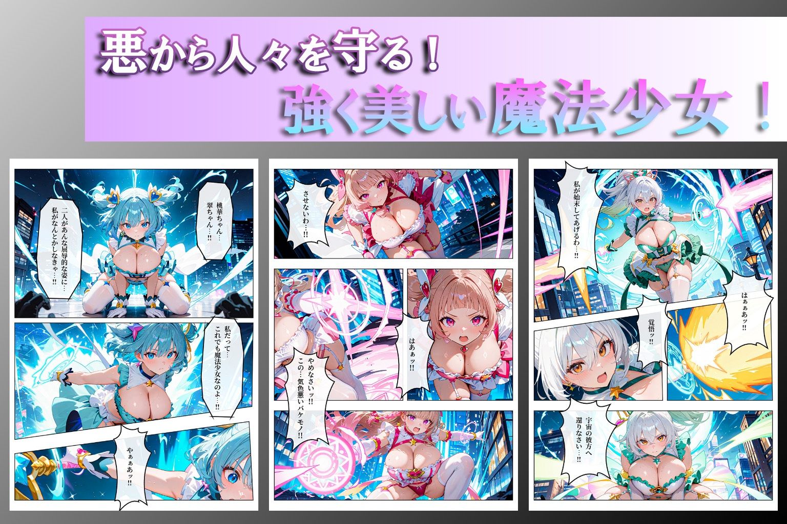 サンプル画像2:【フルカラーコミック♪】爆乳魔法少女、敗北確定！〜触手モンスターの苗床にされた少女たち〜(えいあいどぉる) [d_566496]