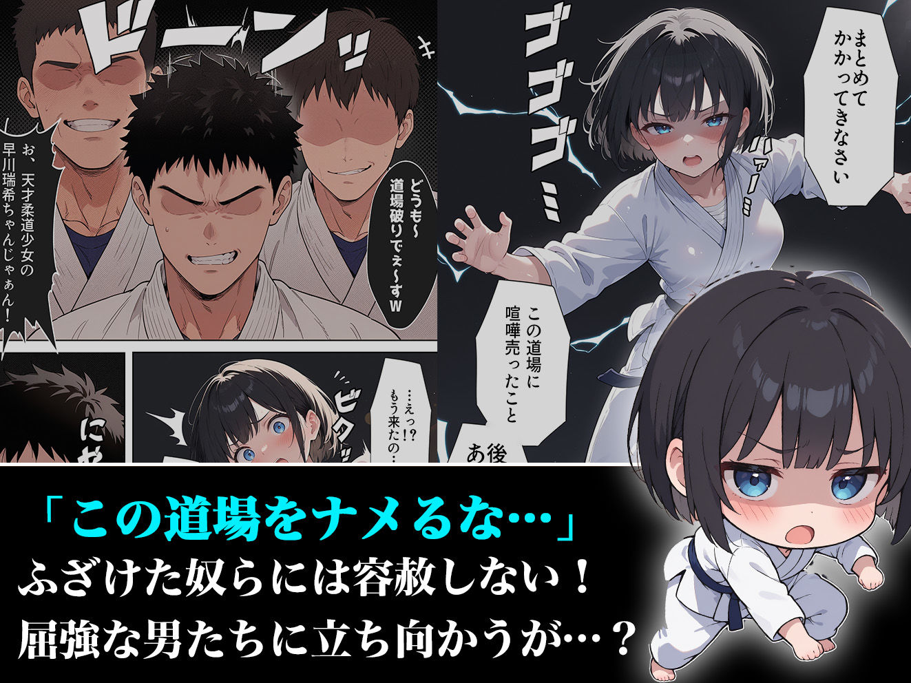 サンプル画像2:負けたら即中出しセックス 愛する道場を守るために道場破りに挑む天才柔道少女の話(aiもみむ出版) [d_567998]