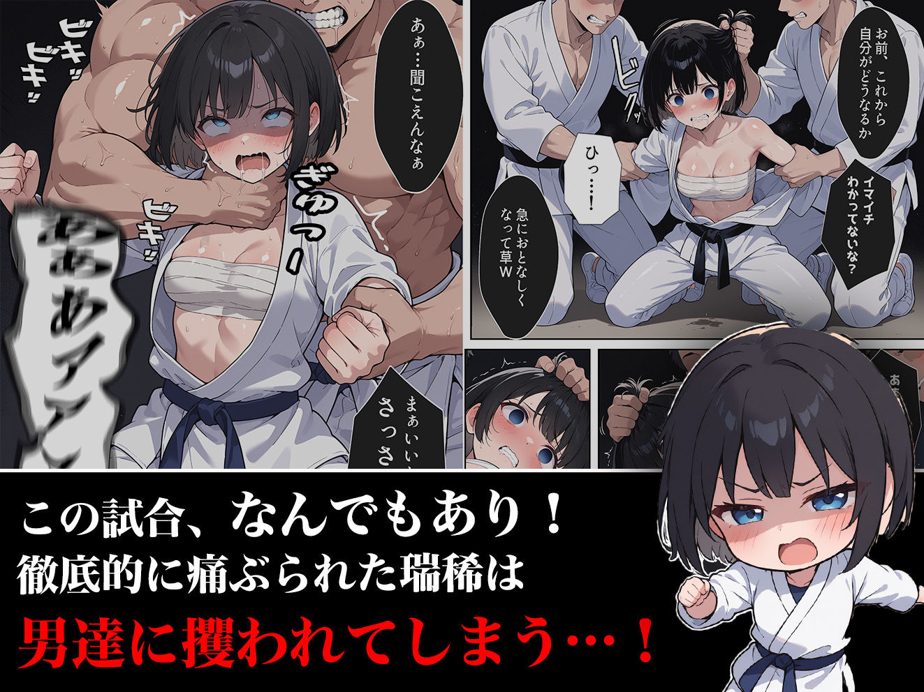 サンプル画像4:負けたら即中出しセックス 愛する道場を守るために道場破りに挑む天才柔道少女の話(aiもみむ出版) [d_567998]