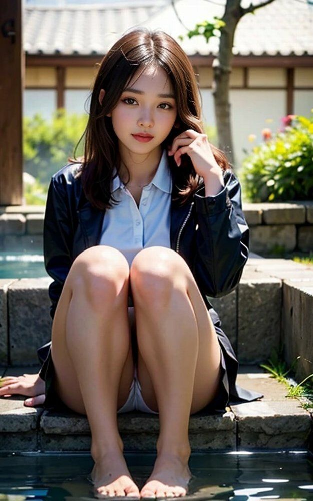 サンプル画像5:女子大生足湯パンチラ画像集(榊原大造) [d_573648]