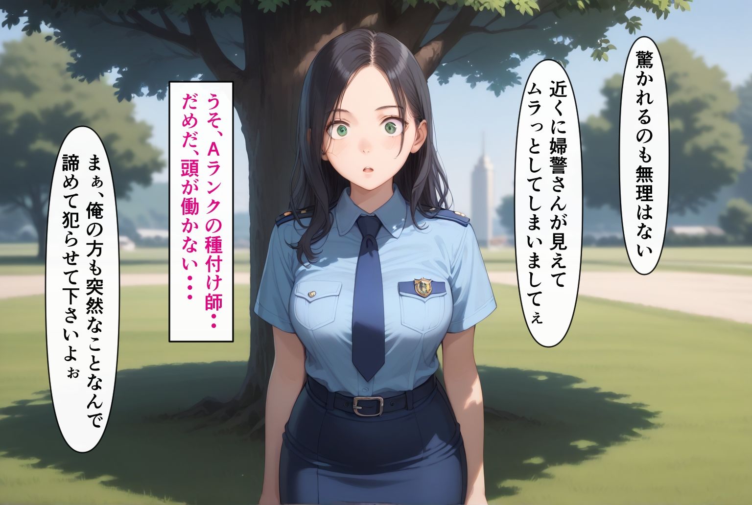 サンプル画像2:種付けおじさん（弟）は気楽にイキたい 公園で見かけた婦警さん(AIシコリえっち) [d_574071]