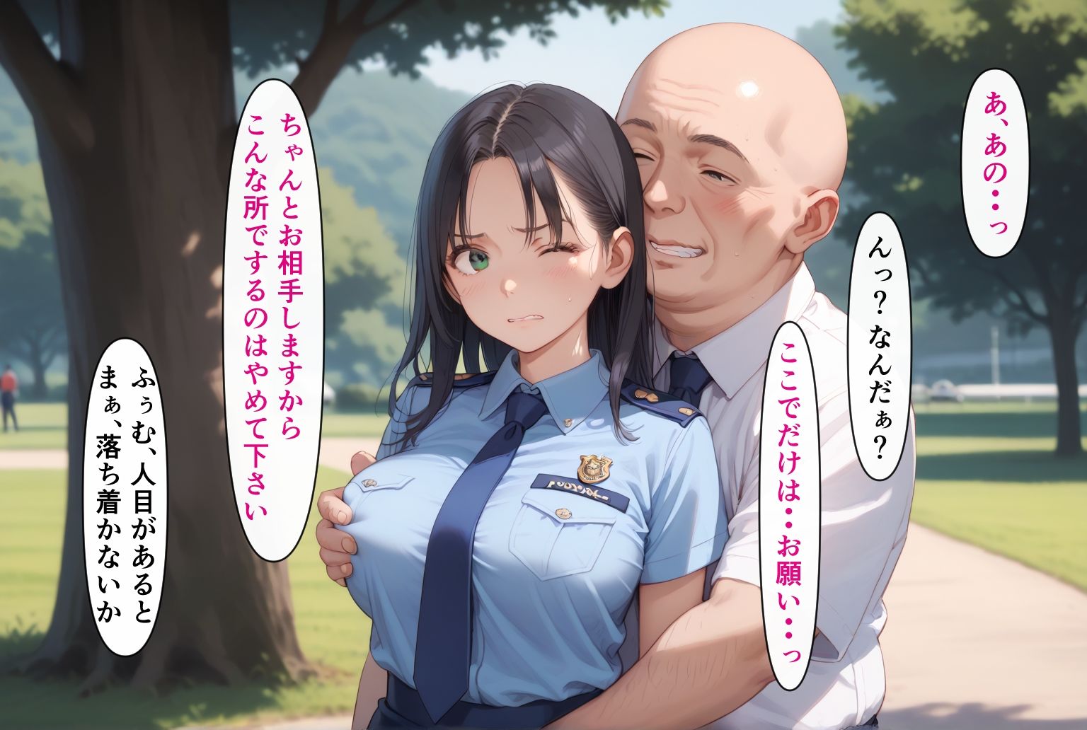 サンプル画像4:種付けおじさん（弟）は気楽にイキたい 公園で見かけた婦警さん(AIシコリえっち) [d_574071]