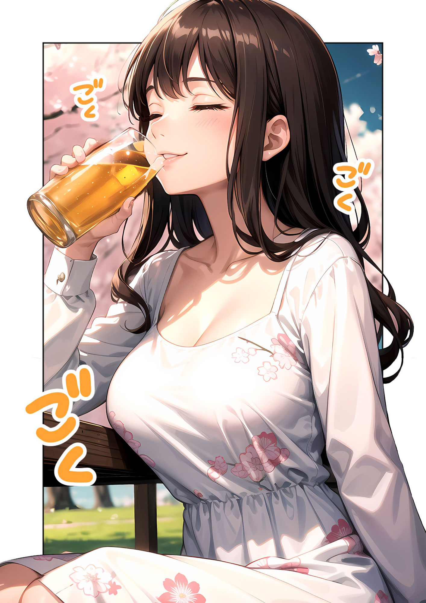 サンプル画像4:いちゃLOVE純情ベッドルーム 〜夜桜の下、ほろよい同期と想い通じる春風エッチ〜(ラビットフット) [d_574640]