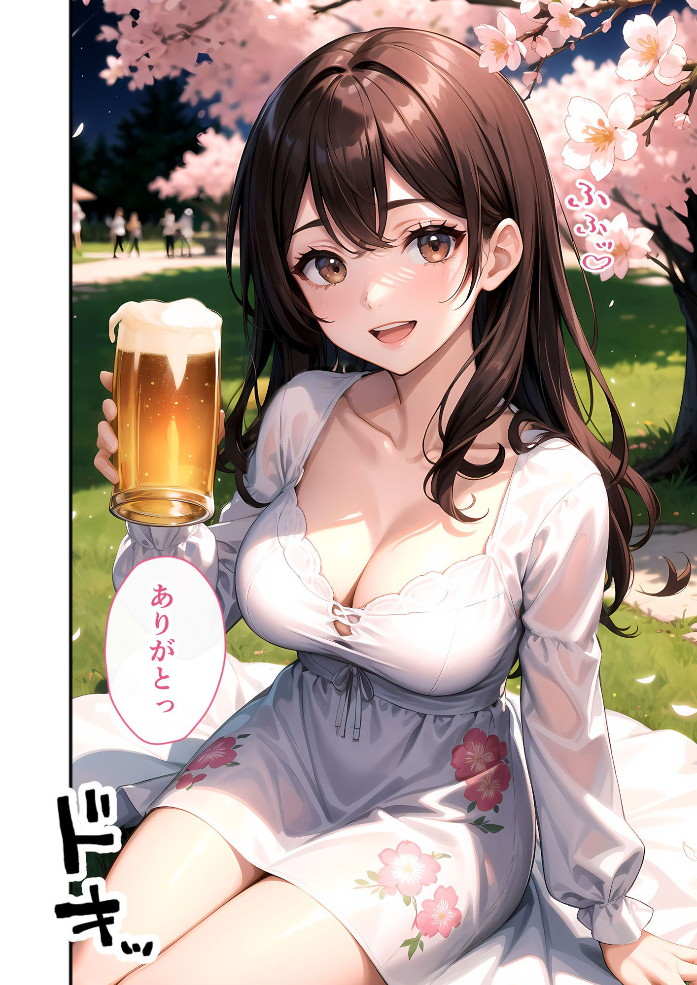 サンプル画像6:いちゃLOVE純情ベッドルーム 〜夜桜の下、ほろよい同期と想い通じる春風エッチ〜(ラビットフット) [d_574640]