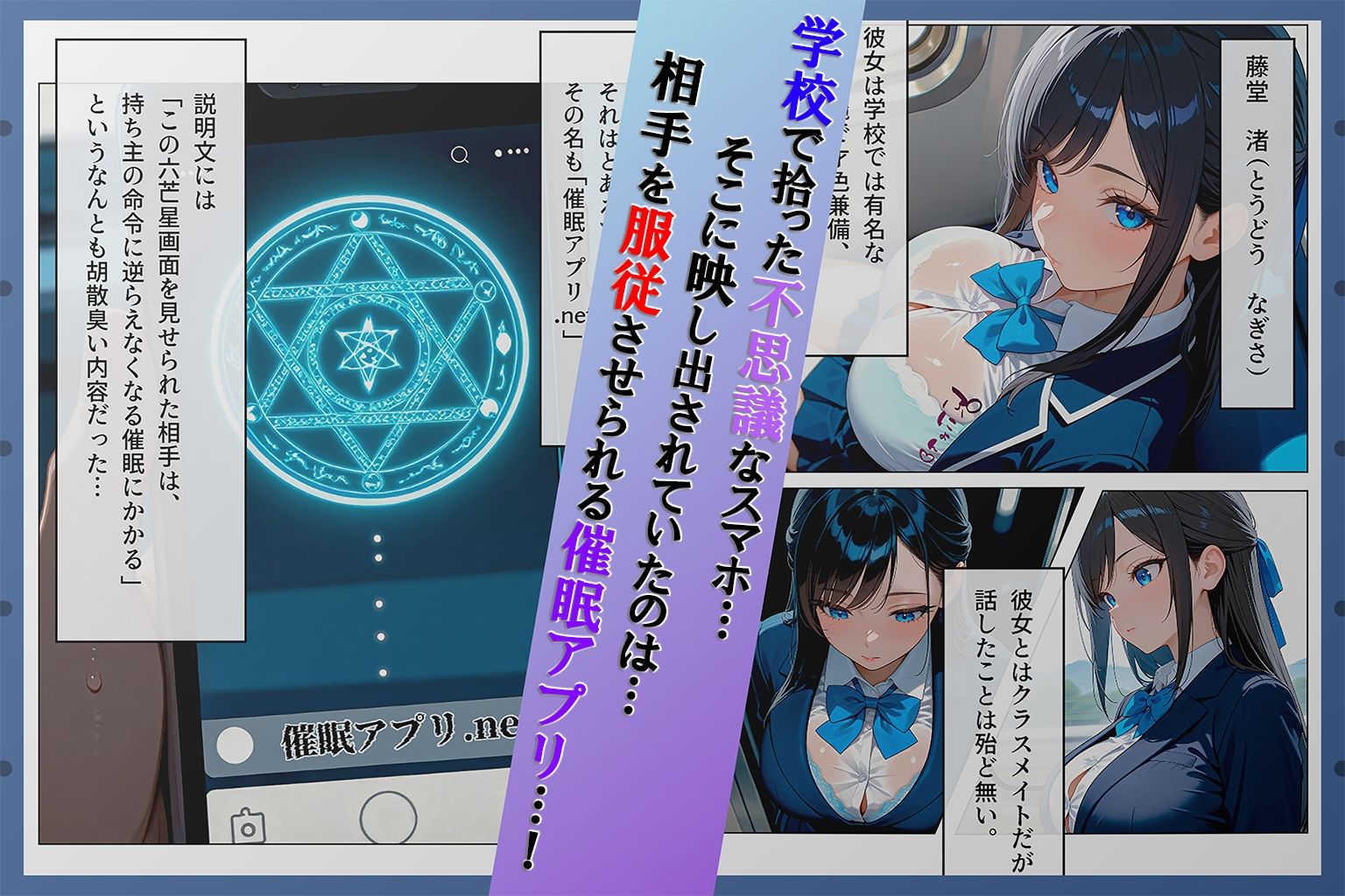 サンプル画像1:【フルカラーコミック】催●アプリ.net〜爆乳清楚系クラスメイト編〜(えいあいどぉる) [d_574837]