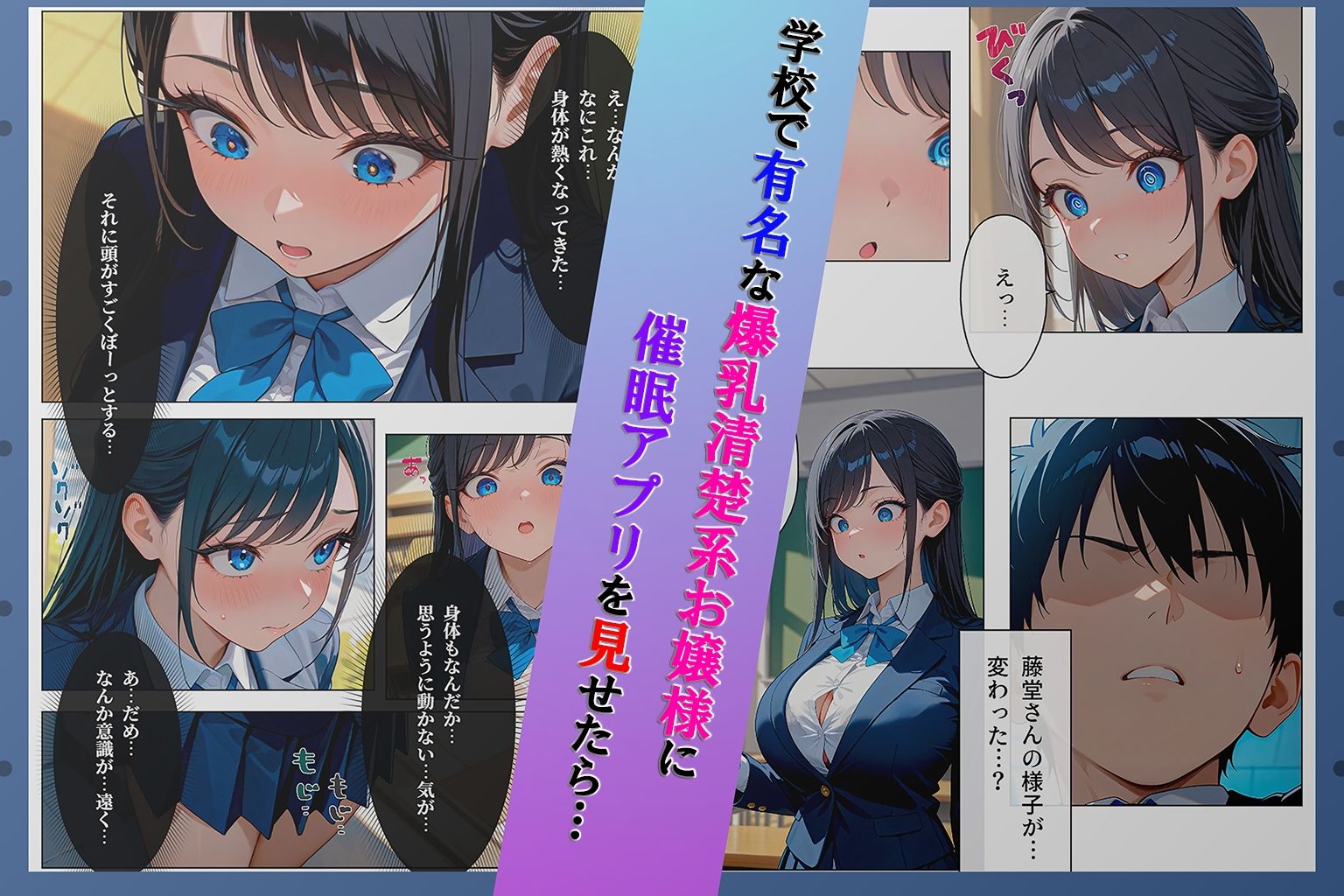 サンプル画像2:【フルカラーコミック】催●アプリ.net〜爆乳清楚系クラスメイト編〜(えいあいどぉる) [d_574837]