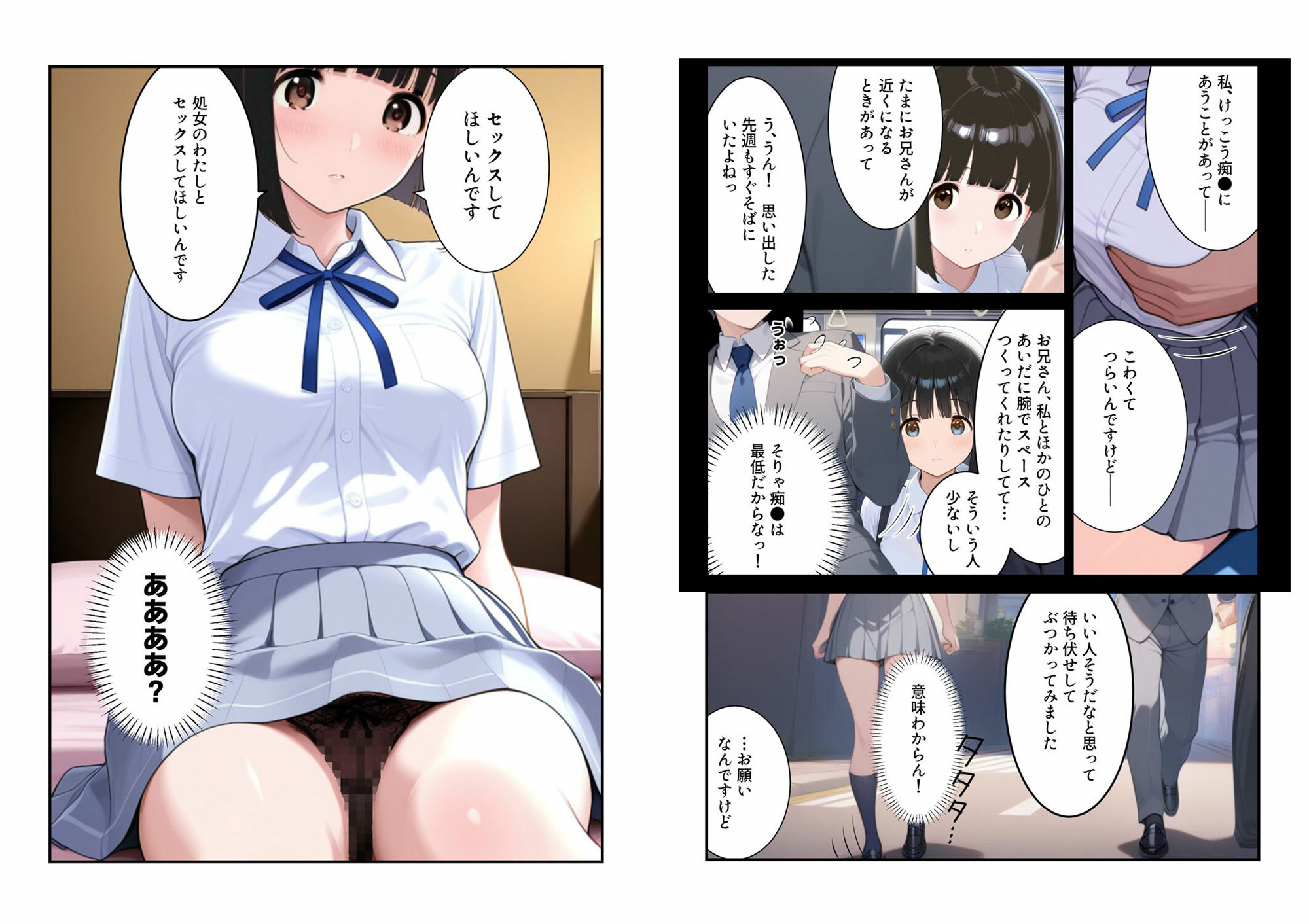 サンプル画像5:微経験女子・モテないオレだけど満員電車でたまに見かける女子校生に「はじめて」をお願いされた〜心春編(淫語王) [d_577056]