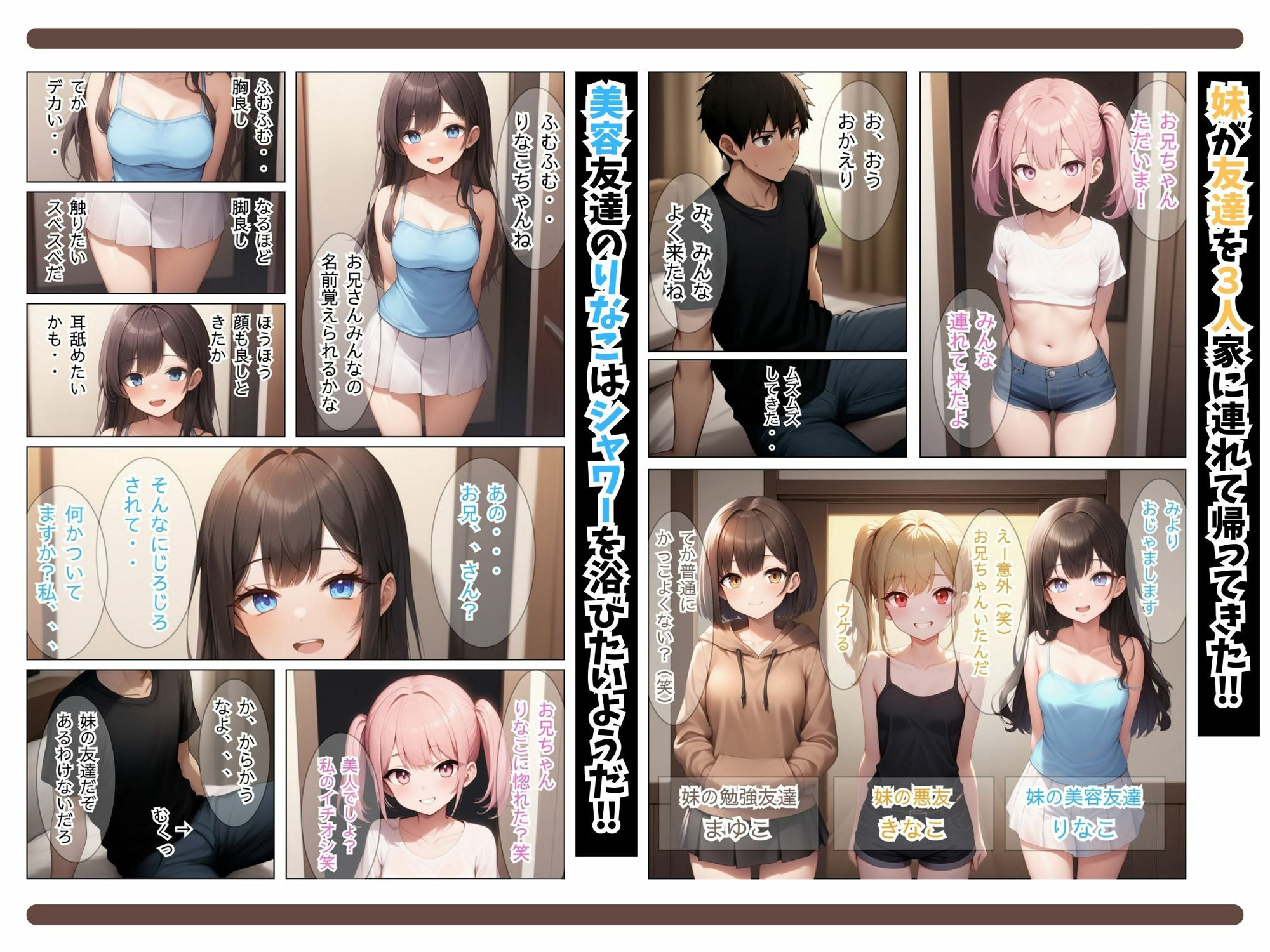 サンプル画像1:俺は妹の友達とお風呂で処女膜貫通SEXをする。〜妹の悪友（きなこ）美容友達（りなこ）勉強友達（まゆこ）と発育途上ハーレム乱交物語〜(しこっちゃいやーよ) [d_579689]