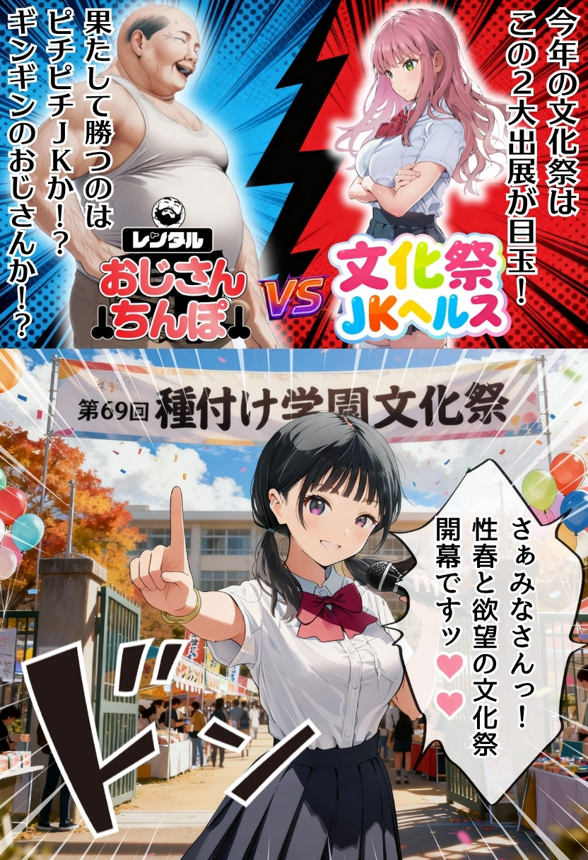 サンプル画像1:【大乱交】文化祭JKヘルス VS レンタルおじさんちんぽ(種付け出版) [d_583413]